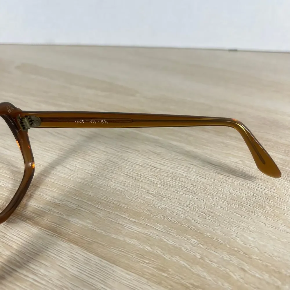 Vintage USS 4 1/2 - 5 3/4 USS 50-20 Eyeglasses Full Rim Frames ONLY Brown